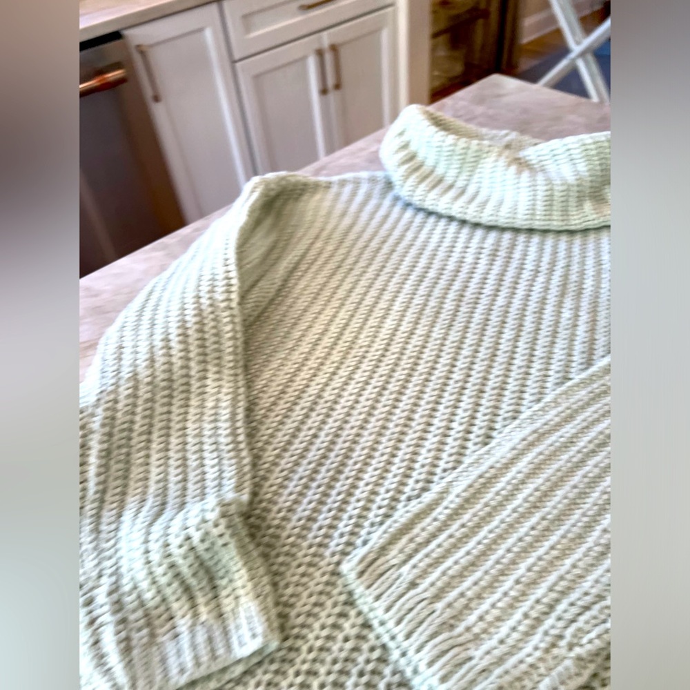 NWT Haven Well Within Oversized Funnel Turtleneck Sweater Light Green Size M
